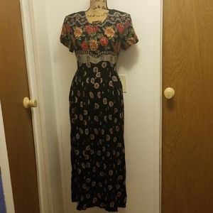 Black Rose Vintage 1980s Gypsy Flowy Boho Dress